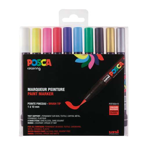 UNI POSCA Brush Marker PCF 350 10er Set online Kaufen Künstlershop